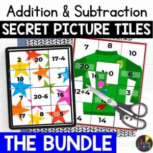 Addition and Subtraction Math Mystery Pictures Bundle