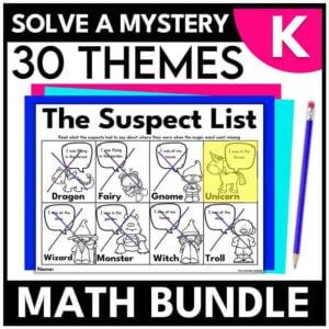 kindergarten mystery activities bundle for math review