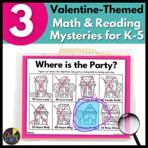 3 valentine mystery activities for math and reading