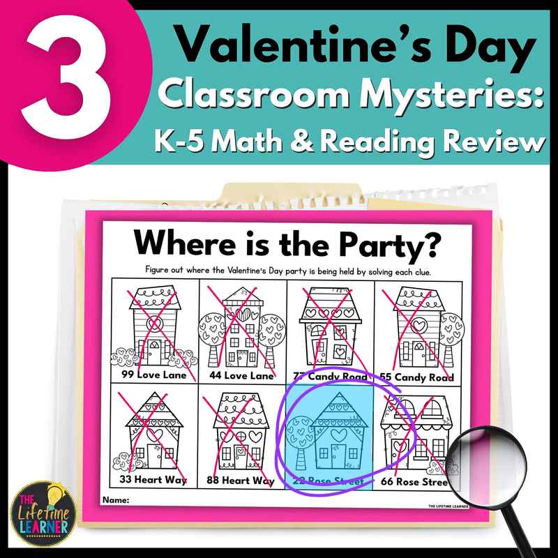 3 valentine mystery activities for math and reading