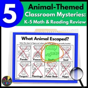5 animal math and reading mysteries for k-5