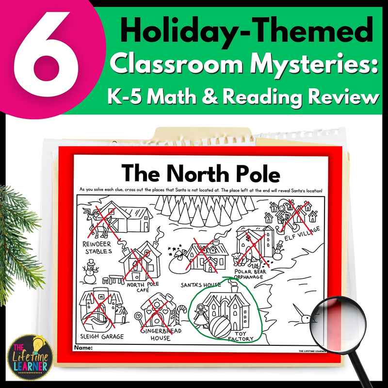 holiday math and reading mysteries for k-5