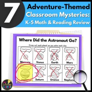 7 adventure themed math and reading mysteries