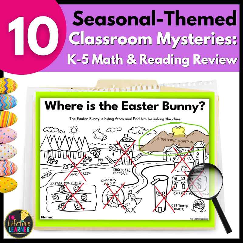 10 seasonal mysteries for math and reading in k-5