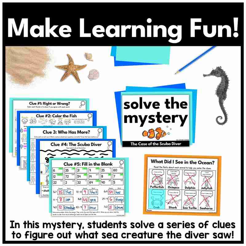 Under the Sea Mystery – 5th Grade 3 by 3 Digit Multiplication - Image 2