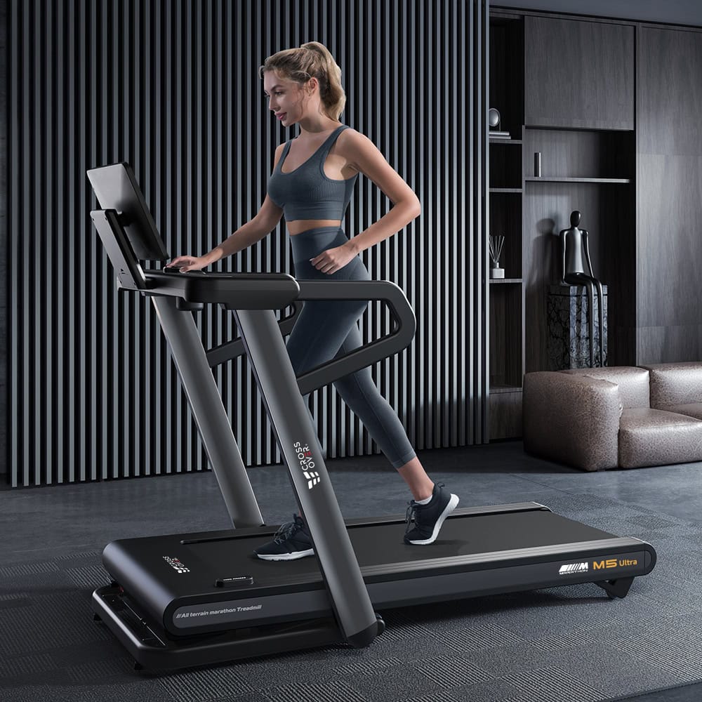 جهاز سير كهربائي M5 Ultra شبه تجاري قابل للطي – انحدار ذكي ومحرك 5HP Peak