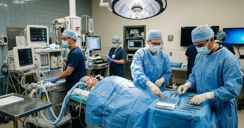 Surgical tray with instruments representing unnecessary surgeries exposed by medical studies