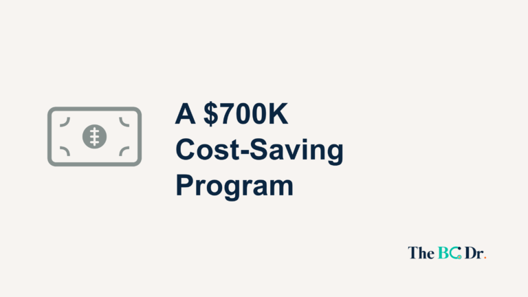 A $700K Cost-Saving Program, with a money icon.