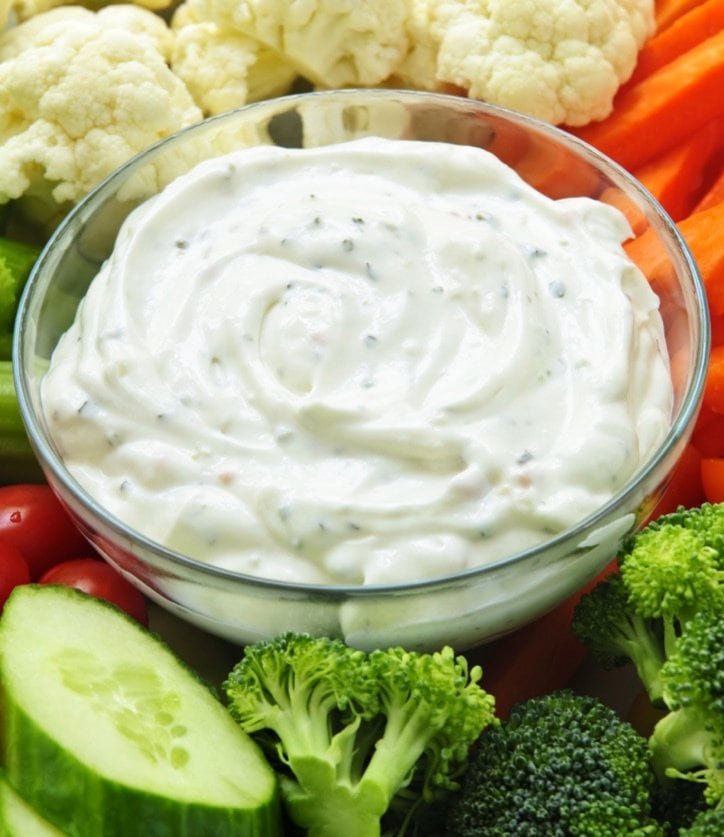 Thick creamy ranch dip in a bowl.