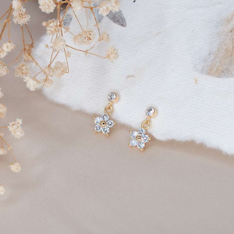 Flower Charm Stud Earrings
