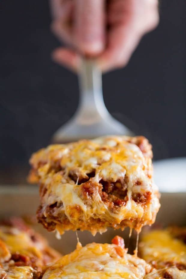 Layered tortilla lasagna with cheese and salsa