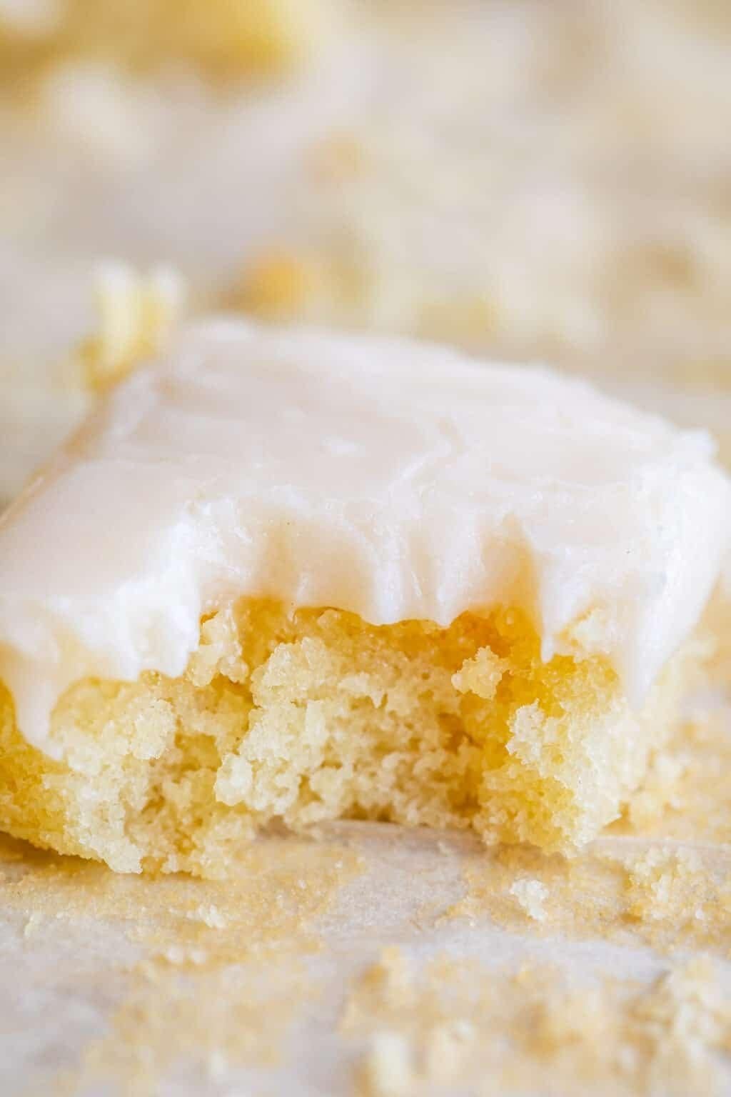 White Texas sheet cake with icing