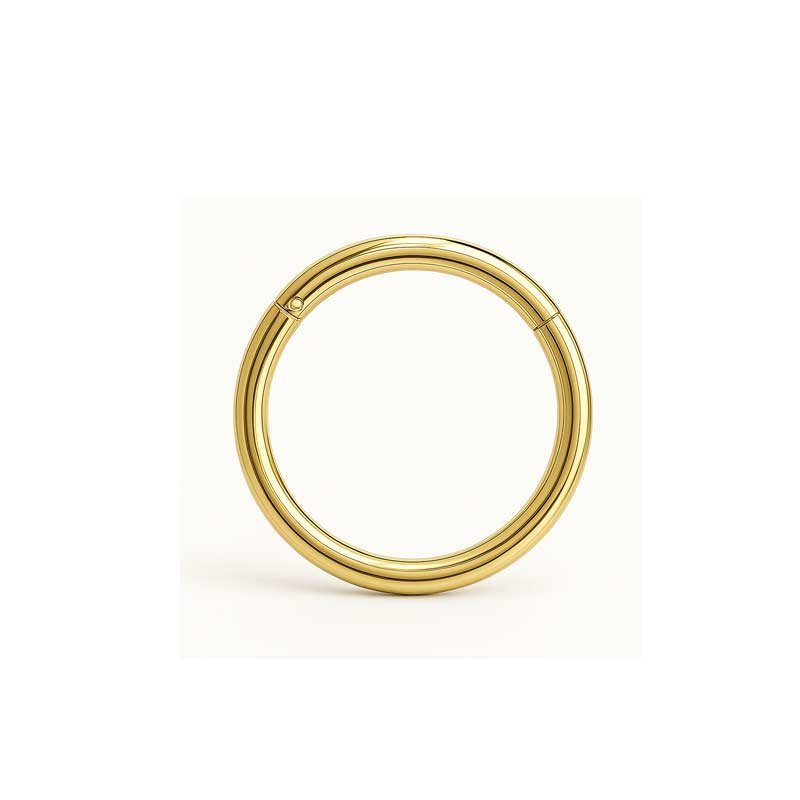 Hypoallergenic gold hoop clicker earring