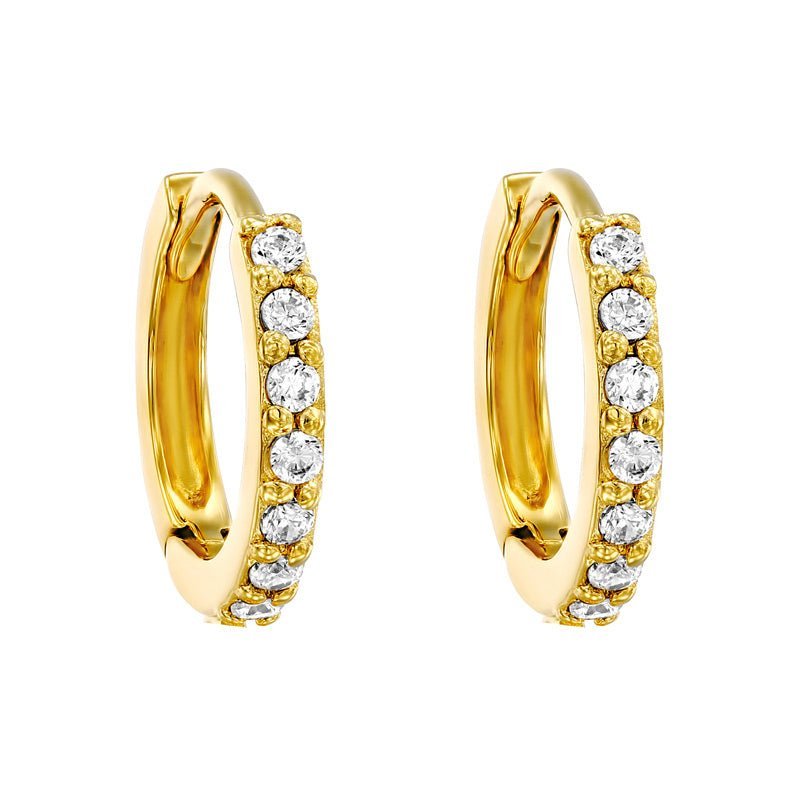 CZ huggie hoop earrings in gold