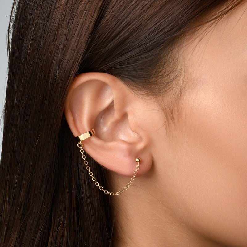 Gold linked chain cuff earring