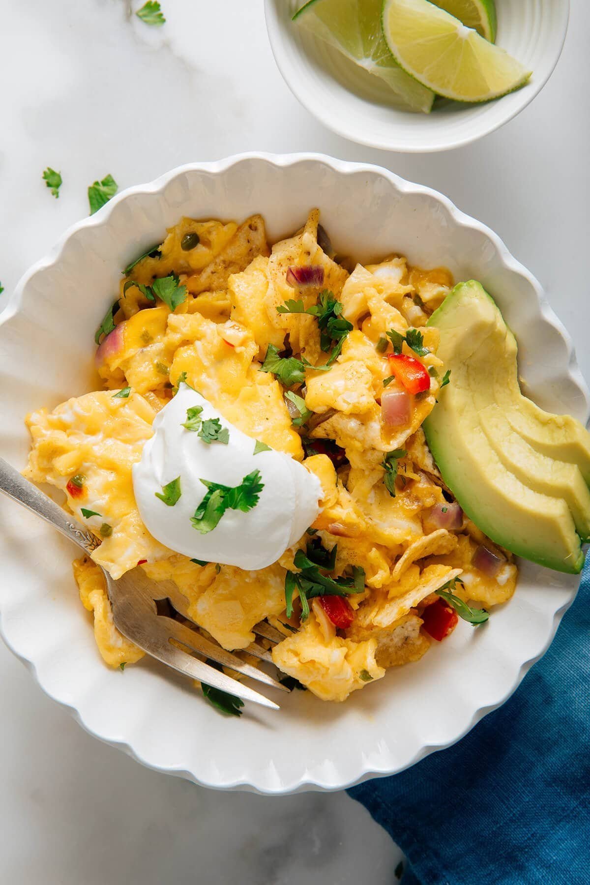 Austin-style migas with tortilla strips and salsa