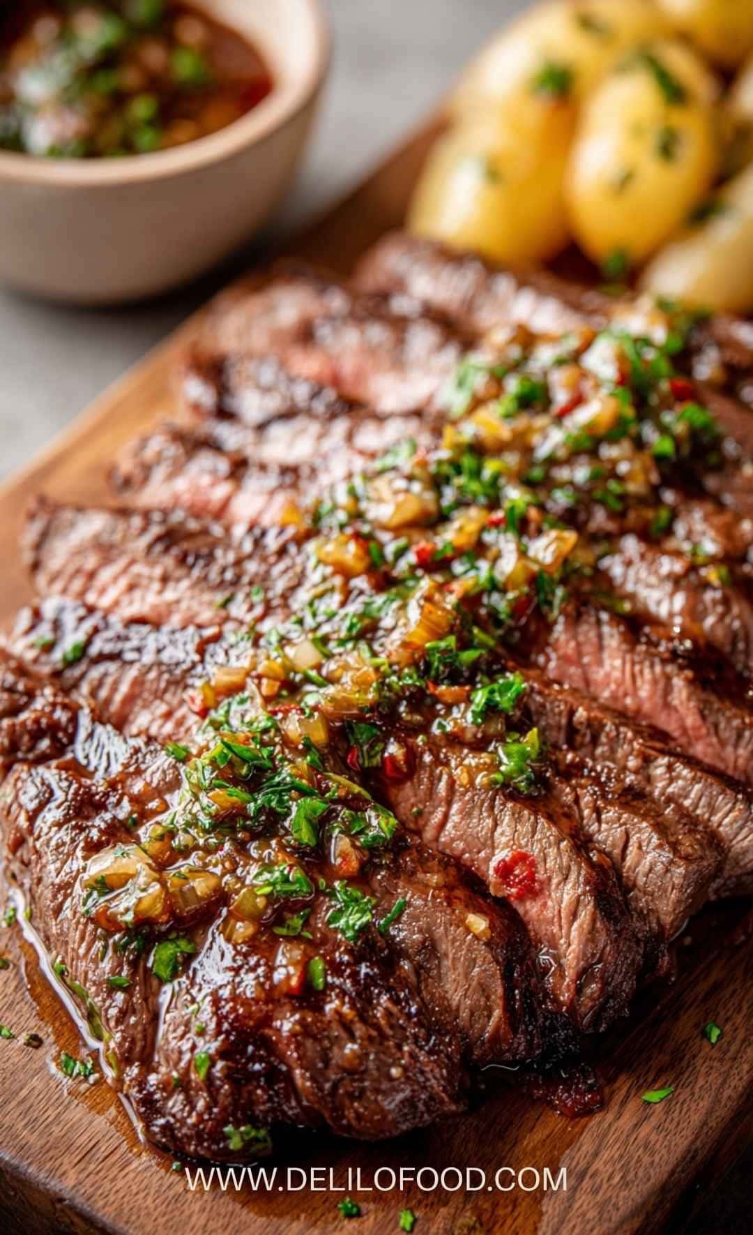 Medium rare steak and crispy potatoes served on a rustic plate — part of the Steak Temperature Guide for perfect doneness.