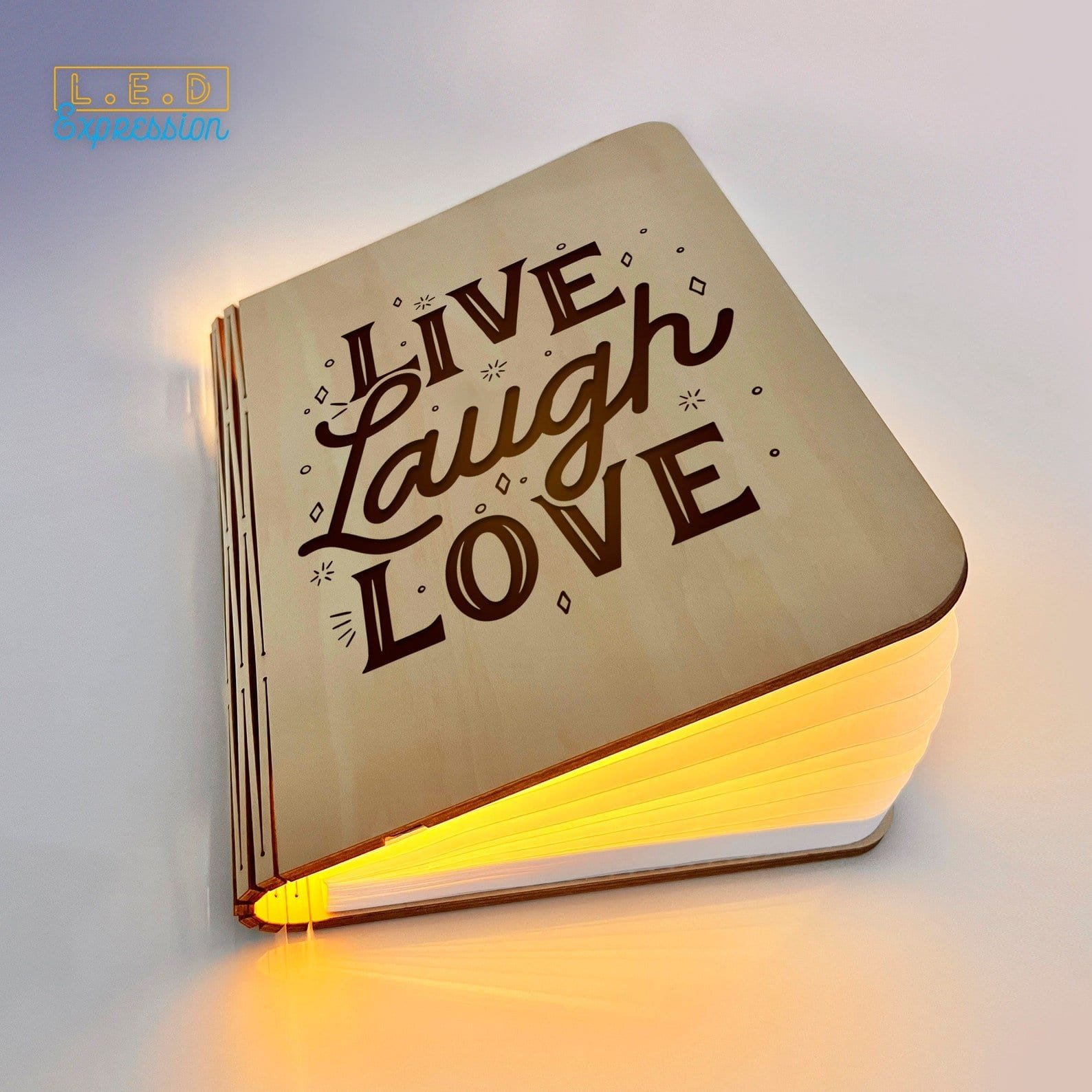 Personalized wooden folding magnetic LED book lamp custom night light