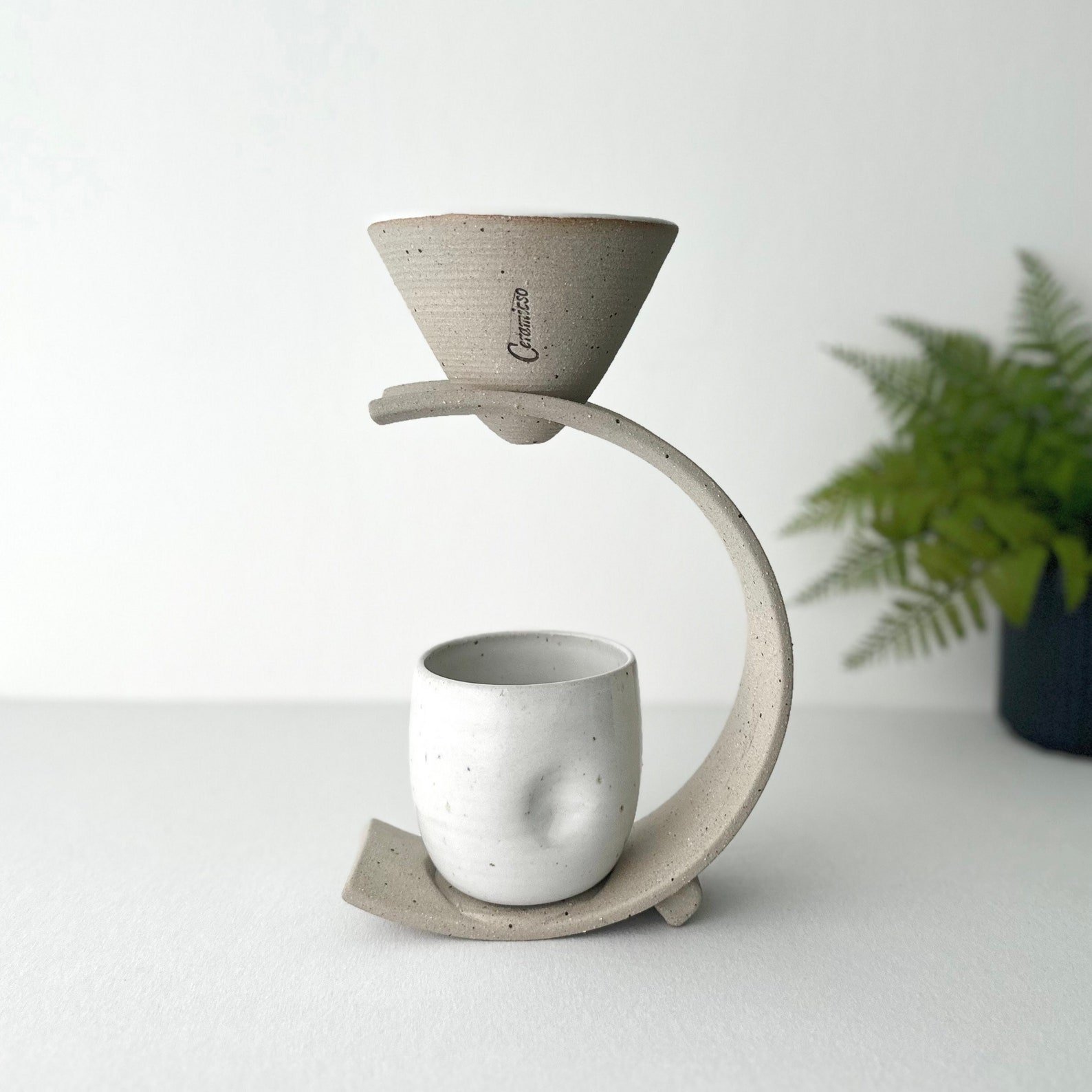 Handcrafted ceramic V60 pour-over coffee set kit stoneware