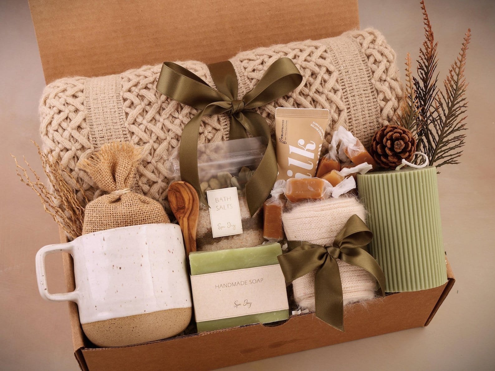 Healing vibes gift box for women with self-care items — thoughtful get-well or relaxation present