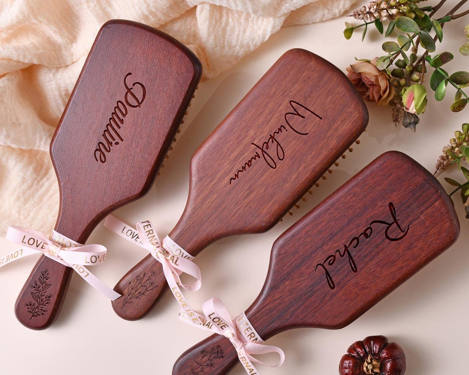 Personalized bamboo comb with engraved name or message, a meaningful Valentine’s Day gift idea