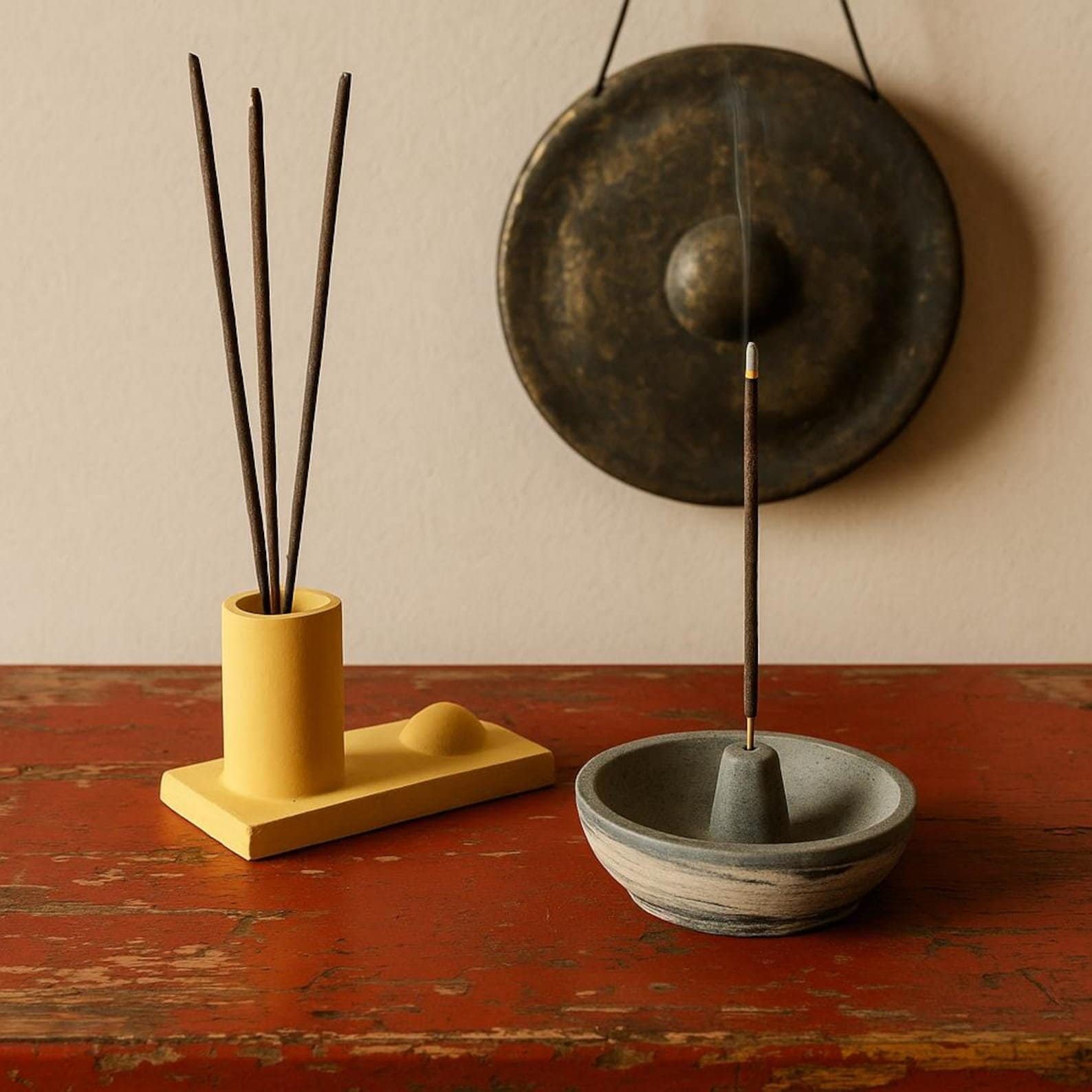 Handmade concrete incense burner modern minimalist home décor