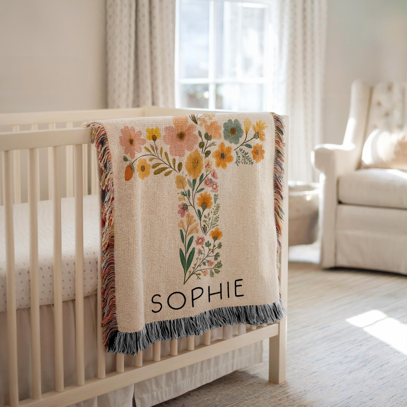 Personalized baptism baby blanket with custom embroidery — soft christening gift for newborn