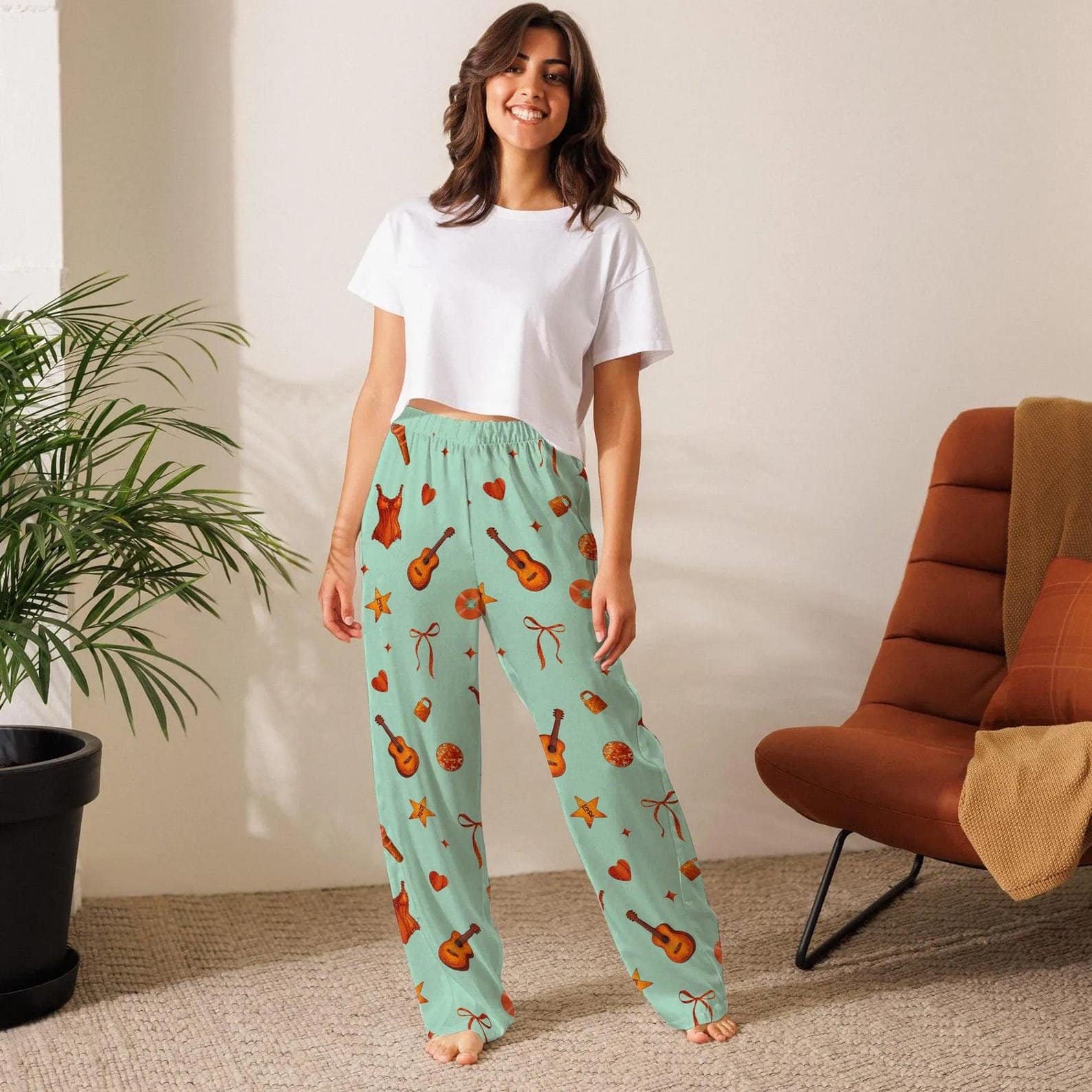 Showgirl pajama pants with playful pattern — fun and cozy sleepwear gift for her