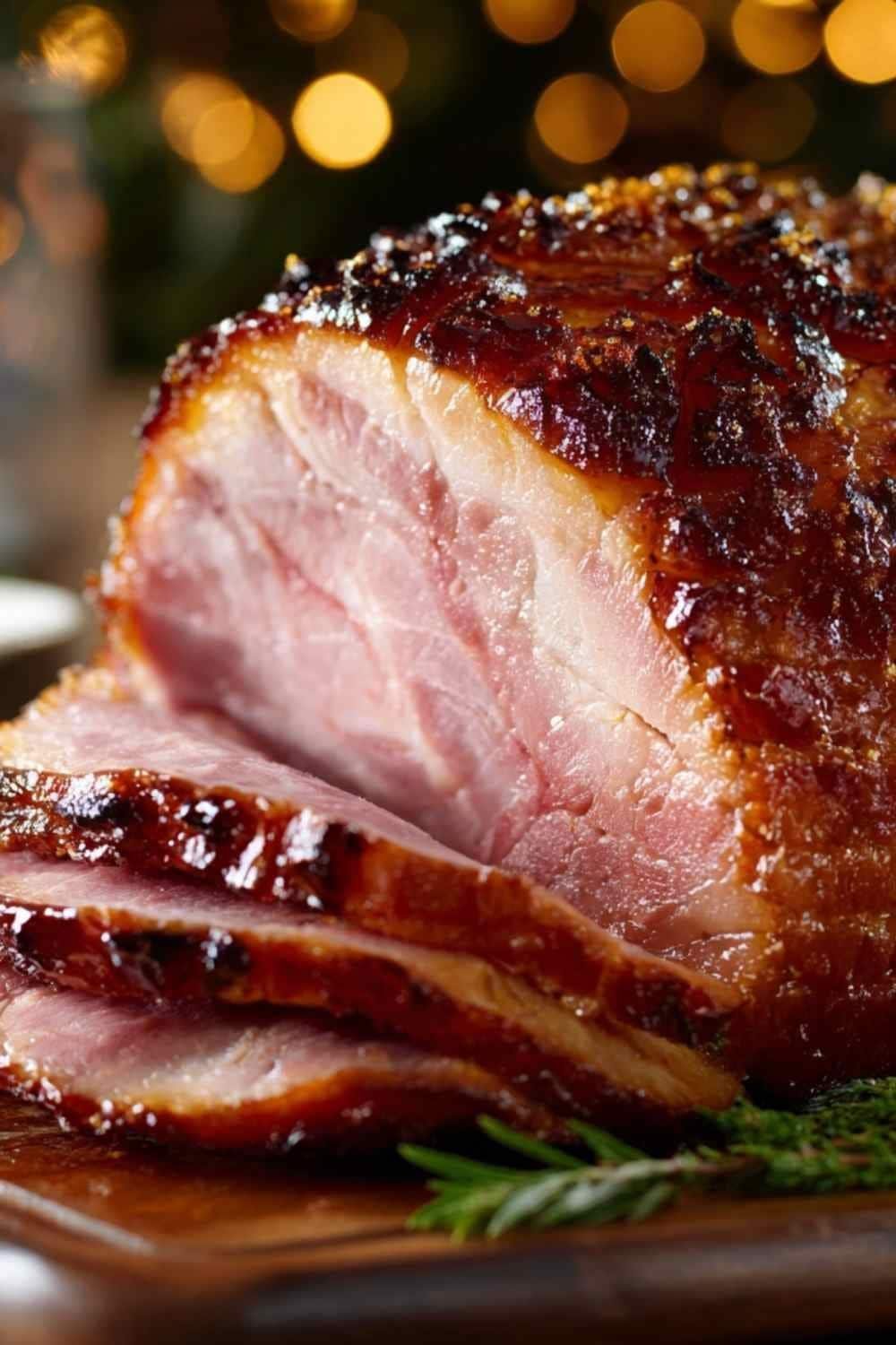 Christmas Maple Glazed Ham Christmas maple glazed ham with shiny caramelized crust, sliced and served on a wooden board with rosemary sprigs — a classic holiday dinner centerpiece, golden, juicy, and perfectly baked.Хочешь, я добавлю короткую версию для Pinterest-пина (до 100 знаков, чтобы не обрезалось на