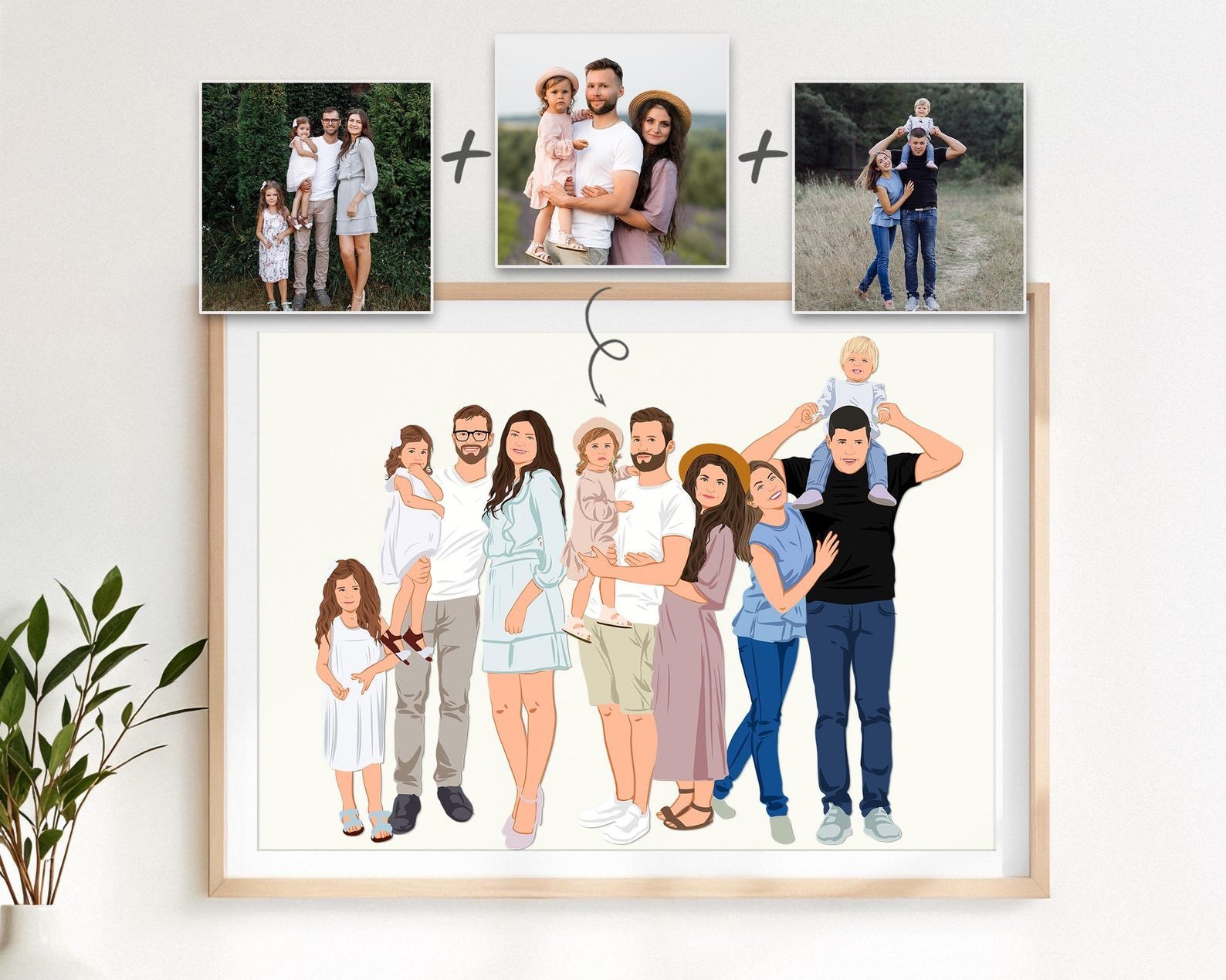 Custom family portrait including deceased loved ones – sentimental personalized gift