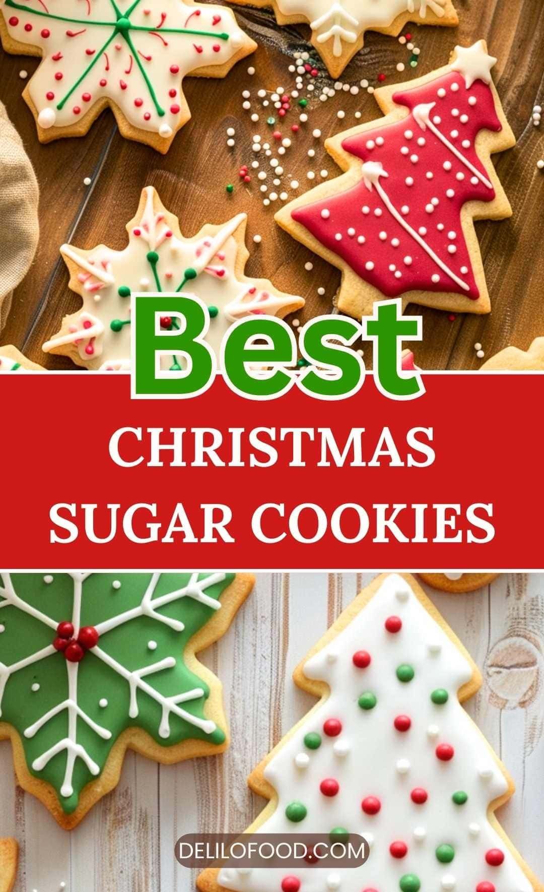 Christmas sugar cookies with easy icing on a tray