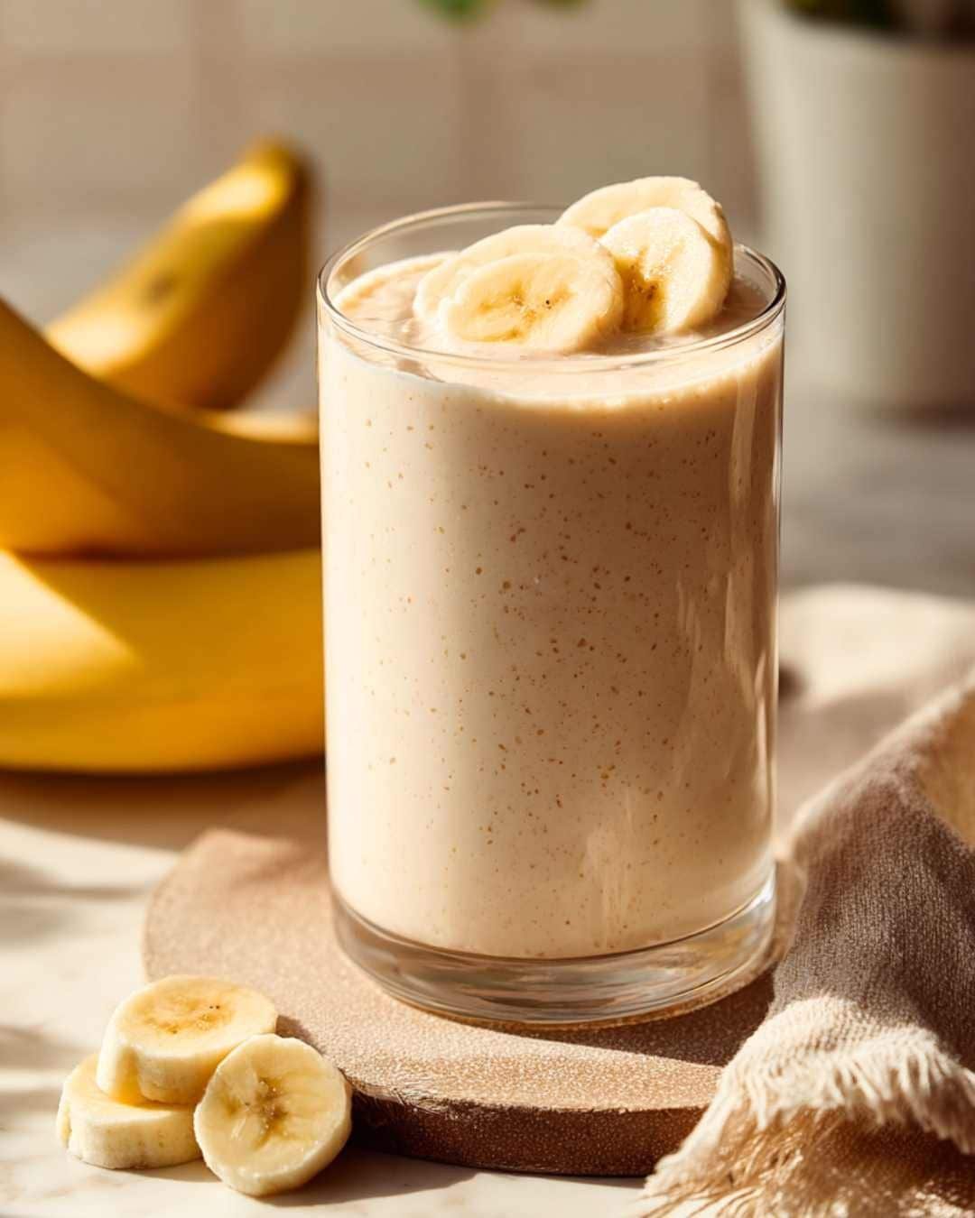 Peanut butter banana smoothie as a quick healthy breakfast