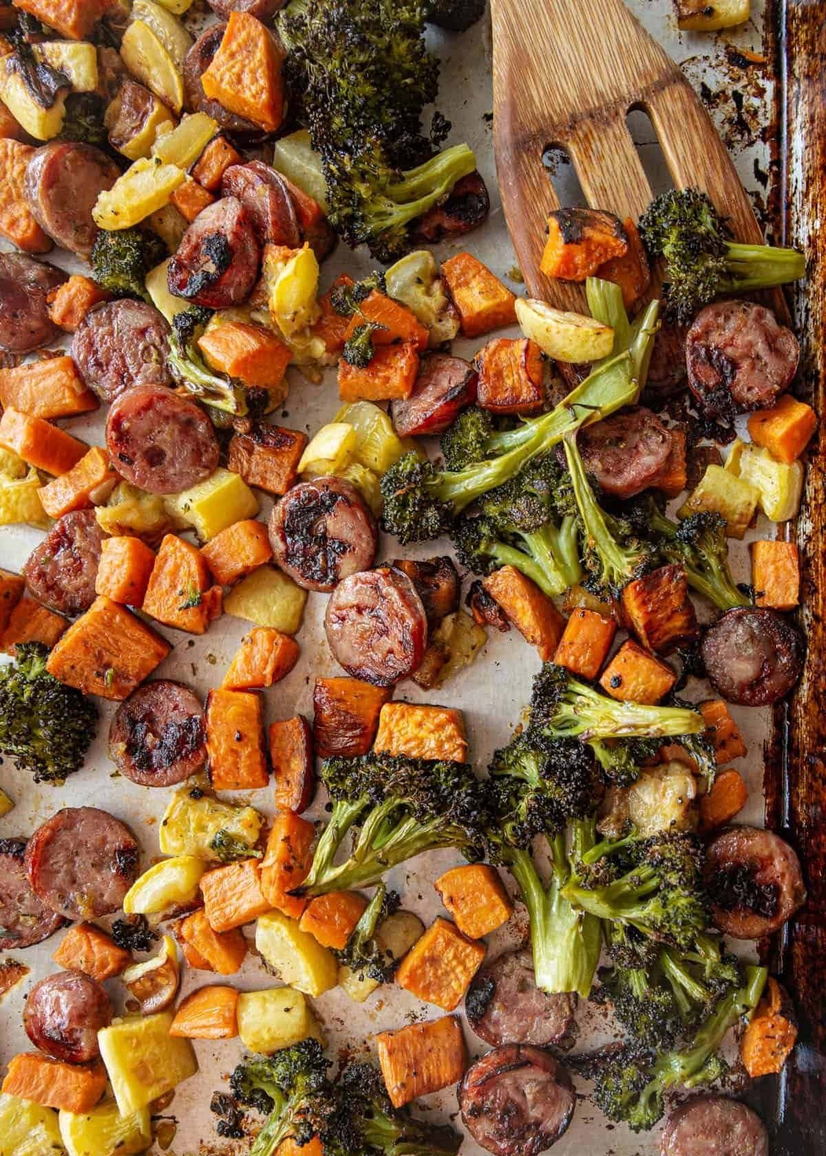 Sheet pan roasted sausage and vegetables for an easy weeknight dinner