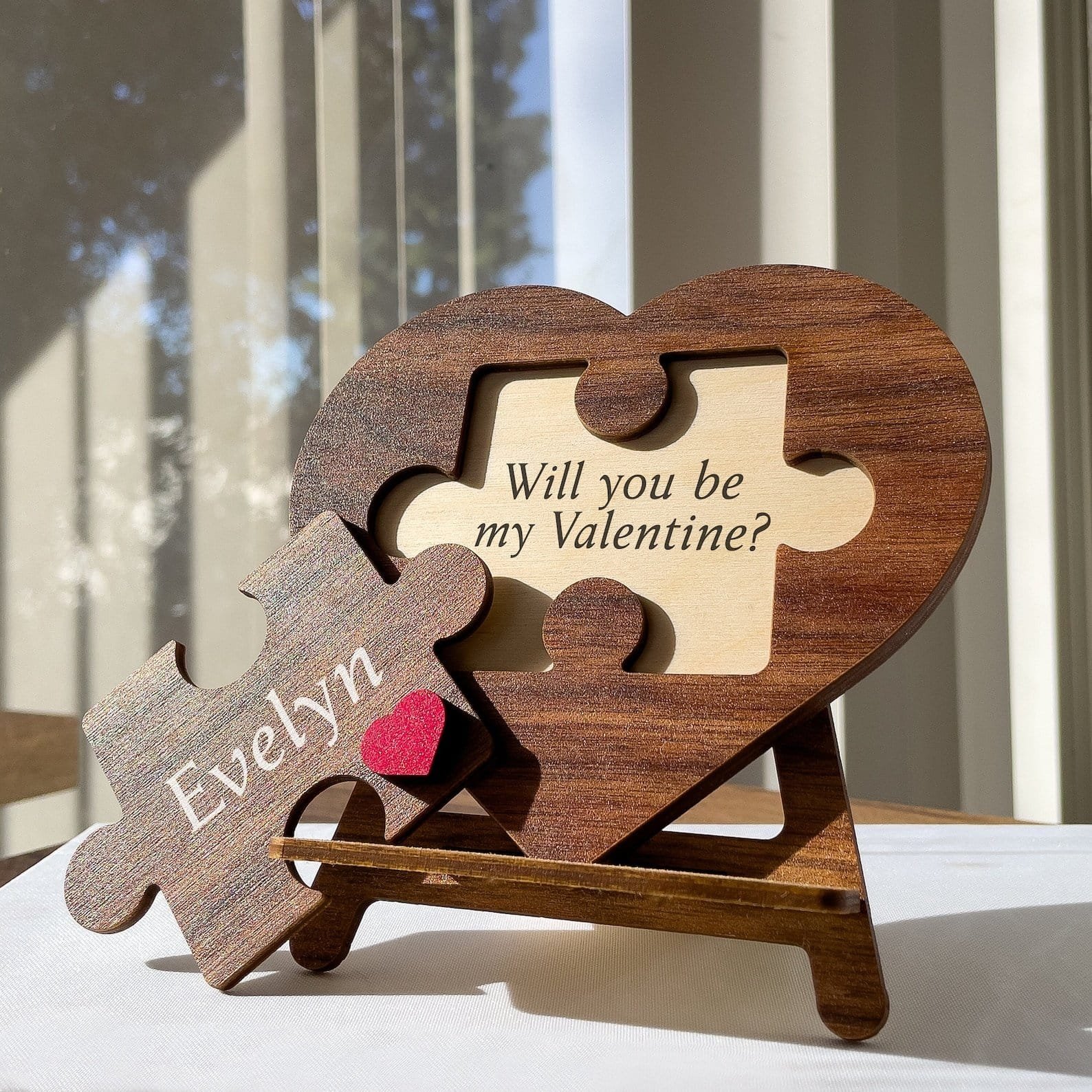 Personalized puzzle name sign with custom names, a meaningful Valentine’s Day gift idea
