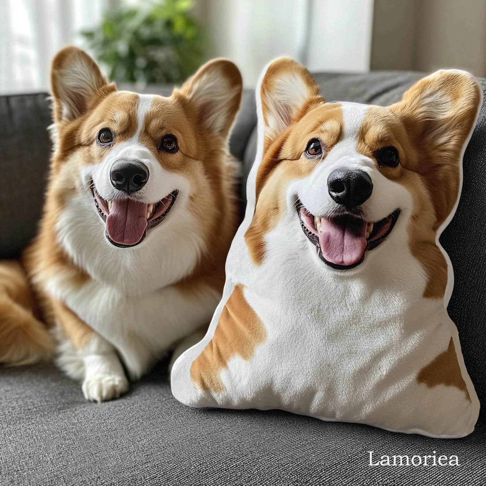 Personalized pet-shaped pillow made from a custom pet photo, a meaningful Valentine’s Day gift