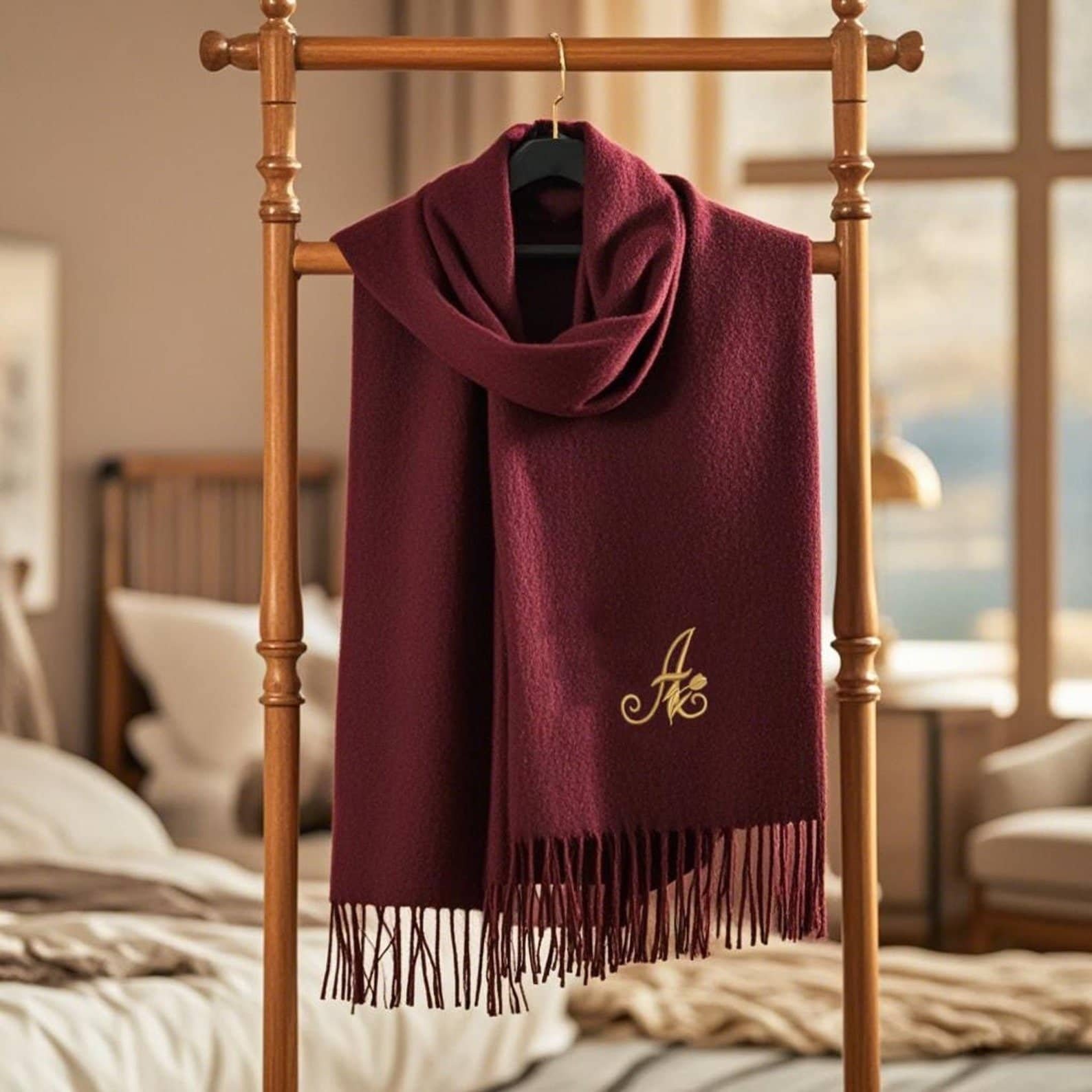 Personalized luxury winter scarf with custom detail, a meaningful Valentine’s Day gift for her