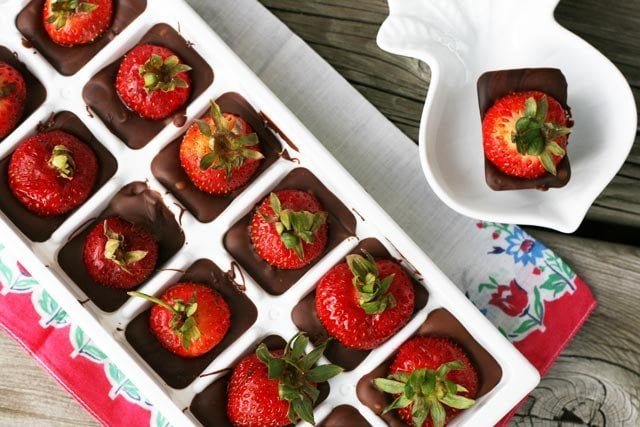 Chocolate-covered strawberry for Valentine’s Day dessert tray