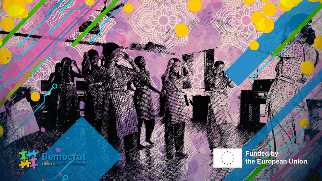A group of schoolgirls in India engaged in a classroom activity, developing leadership through life skills education.