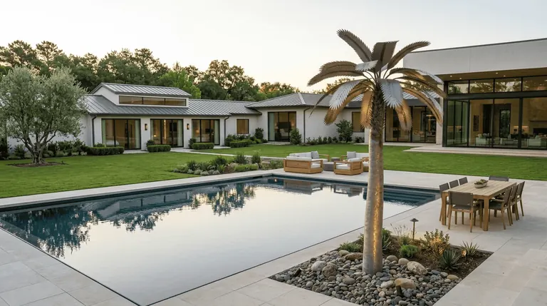 Imperial Palm beside a pool