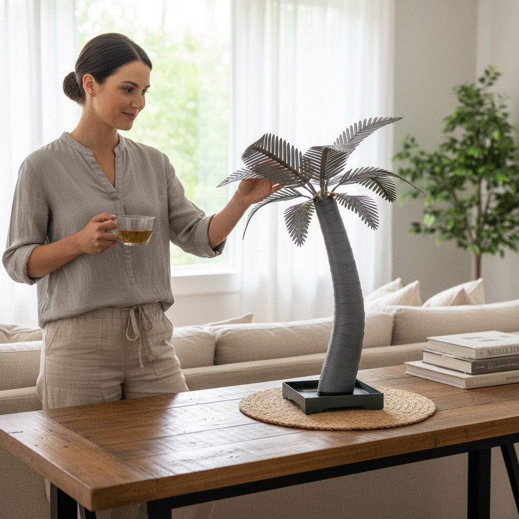 2-foot Tabletop Palm styled in a living space