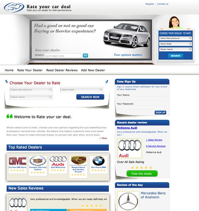Rate Your Car Deal Website