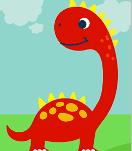 Cute Red Dinosaur Wall Art for Kid’s room