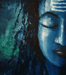 Hand painted Shiva canvas wall Art