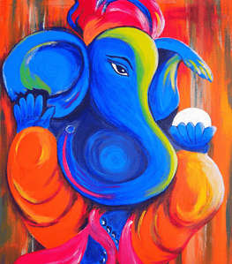 Handpainted Lord Ganesh Canvas Wall Art