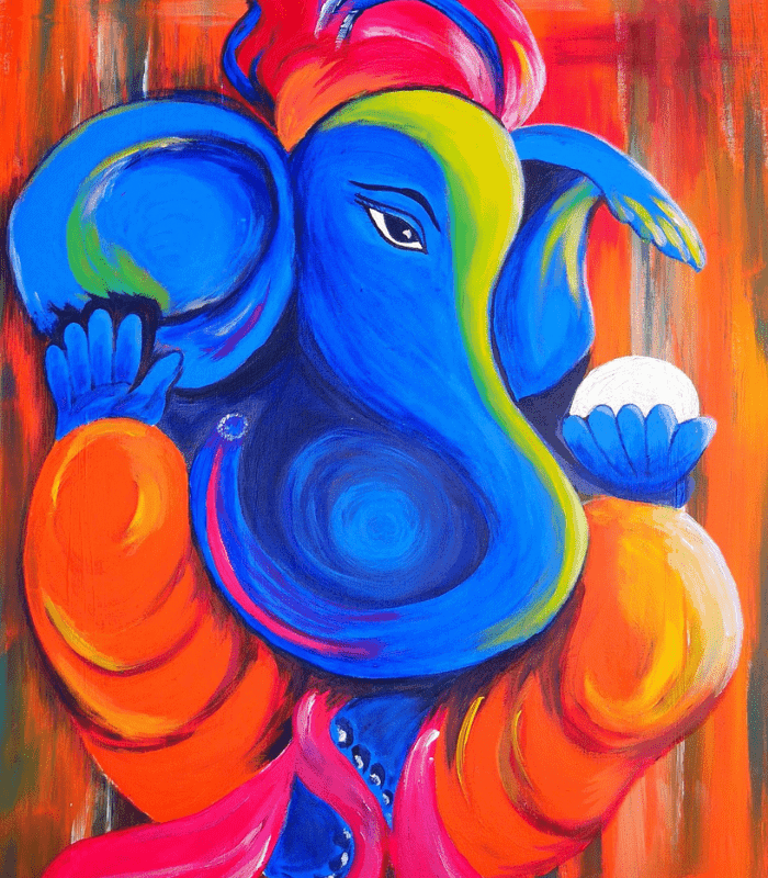 Handpainted Lord Ganesh Canvas Wall Art