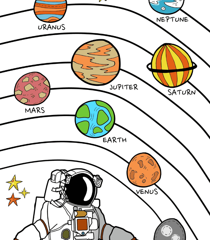 Illustrated Solar System Wall Art for Kid’s room