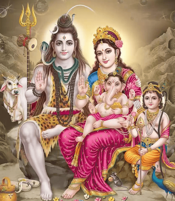 Lord Shiva with family wall art