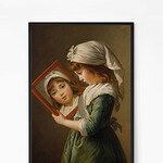 Girl Looking in a Mirror Painting Wall Art