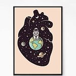 Astronaut Heart Wall Art