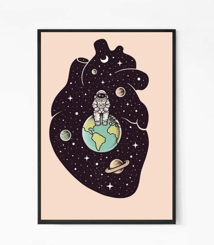 Astronaut Heart Wall Art